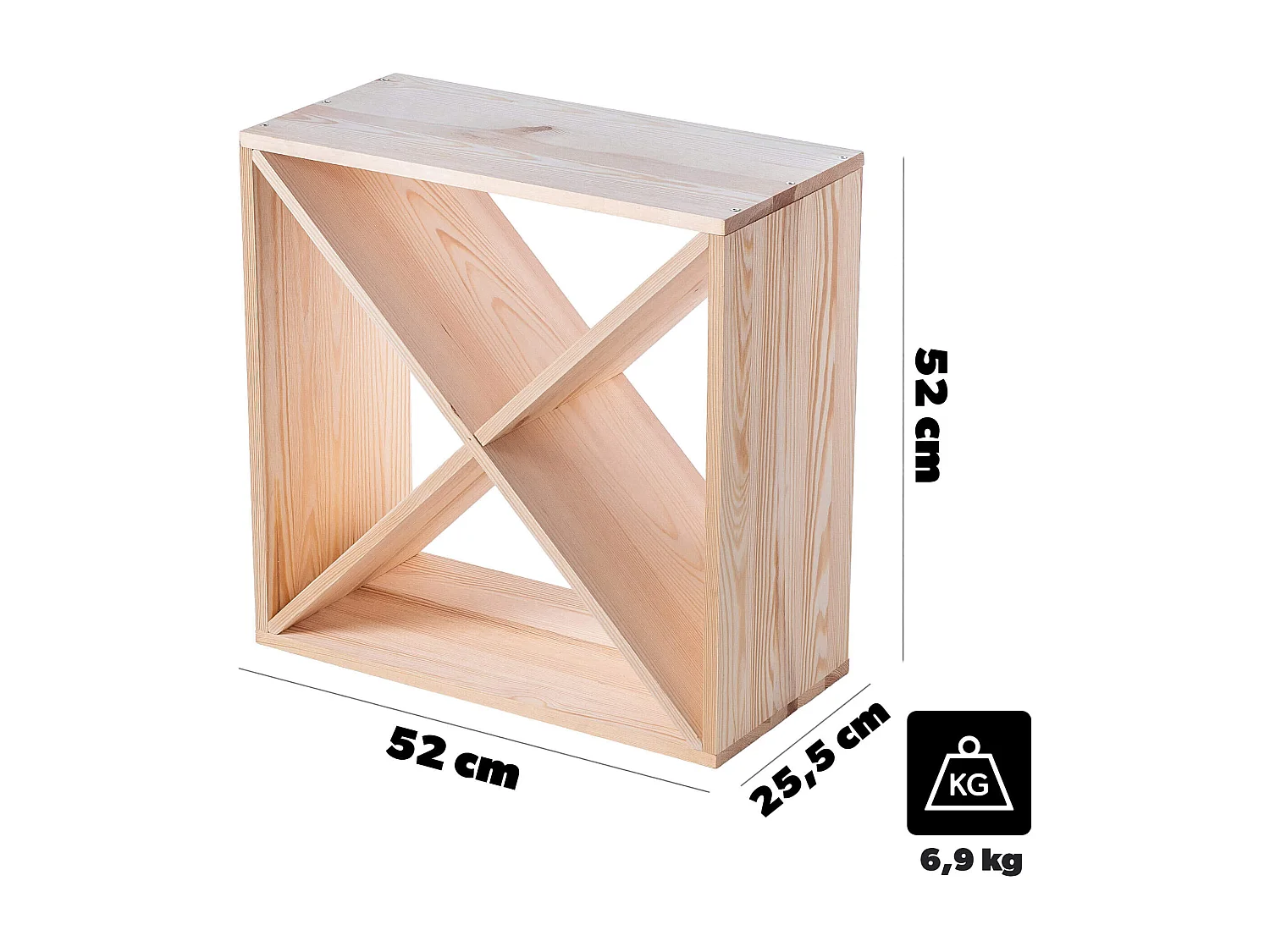 KADAX Regał na wino Loreo X drewniany jasny brąz