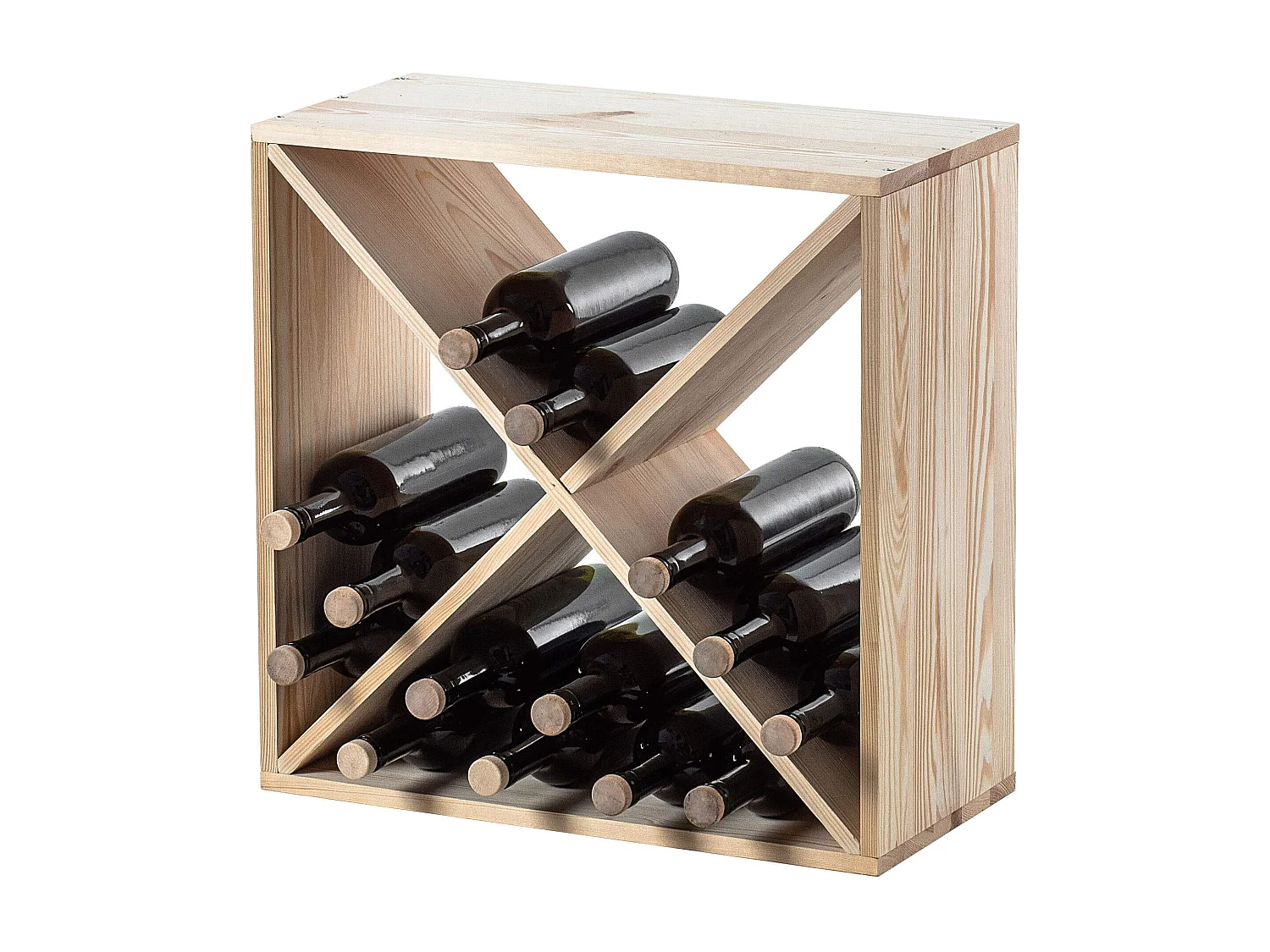 KADAX Regał na wino Loreo X drewniany jasny brąz