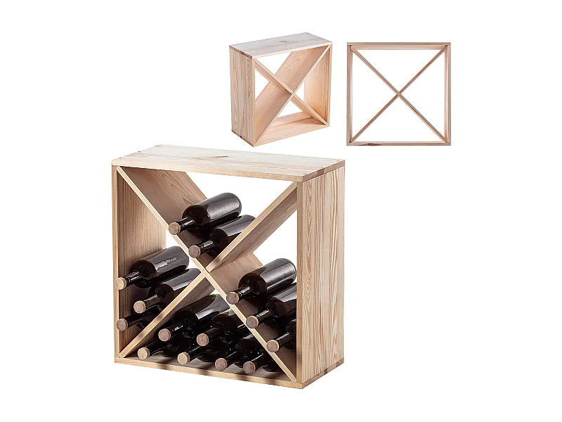 KADAX Regał na wino Loreo X drewniany jasny brąz