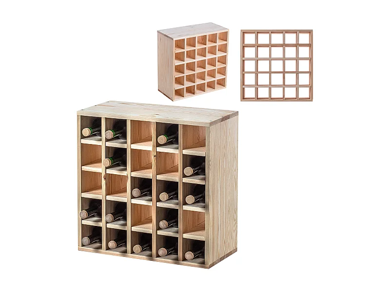 KADAX Regał na wino Loreo szachownica drewniany jasny brąz