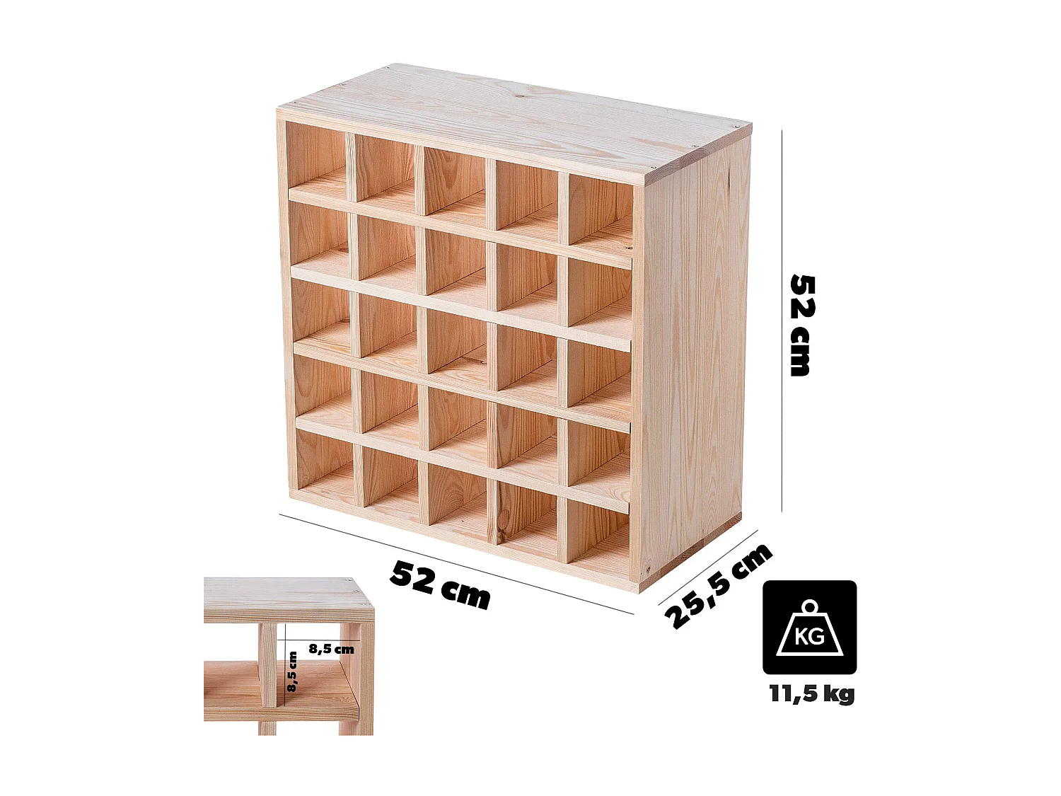 KADAX Regał na wino Loreo szachownica drewniany jasny brąz