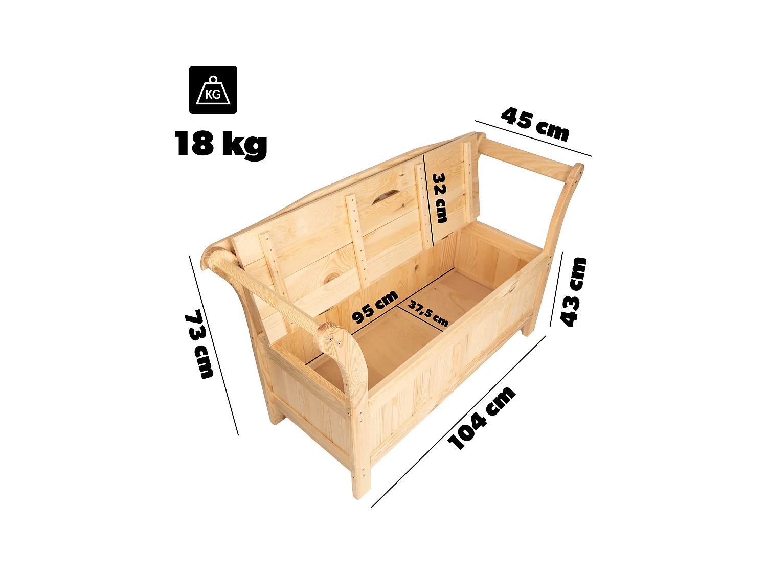 Panchina da giardino con cassone Rosay marrone chiaro