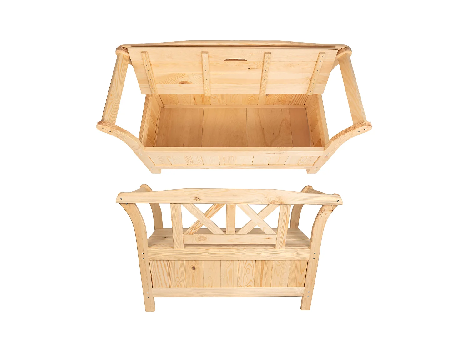 Panchina da giardino con cassone Rosay marrone chiaro