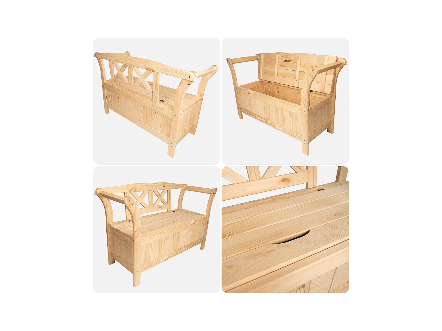 Panchina da giardino con cassone Rosay marrone chiaro