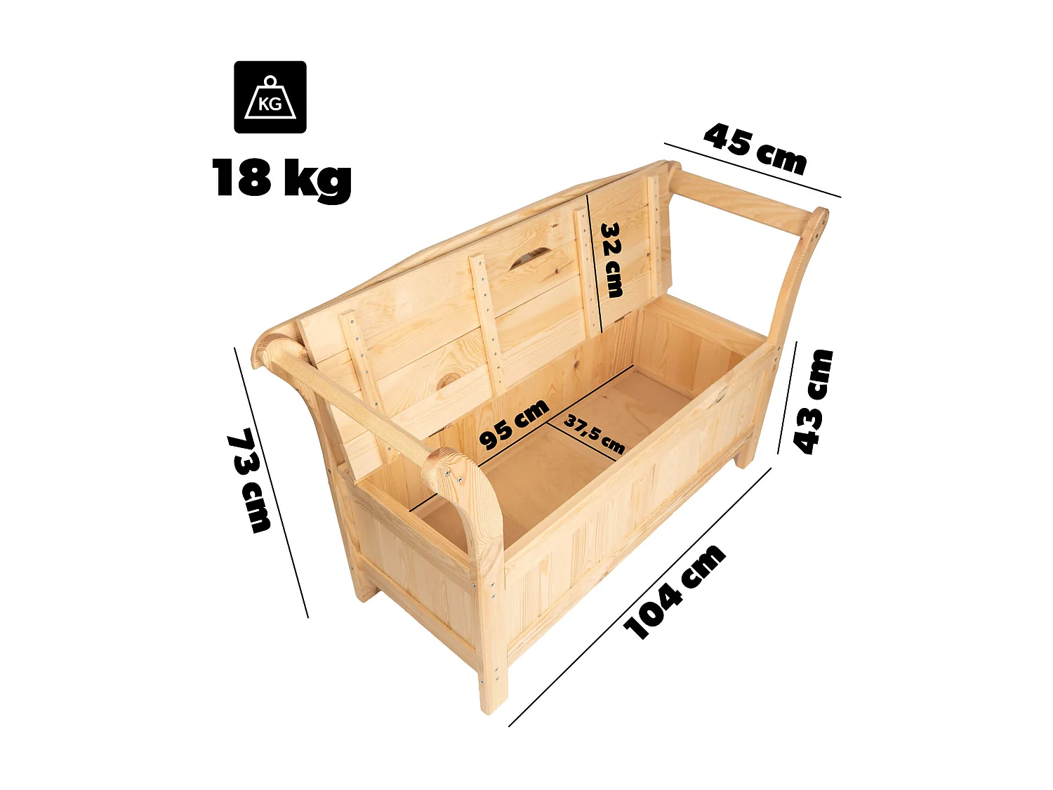 Banc de jardin avec coffre Rosay marron clair
