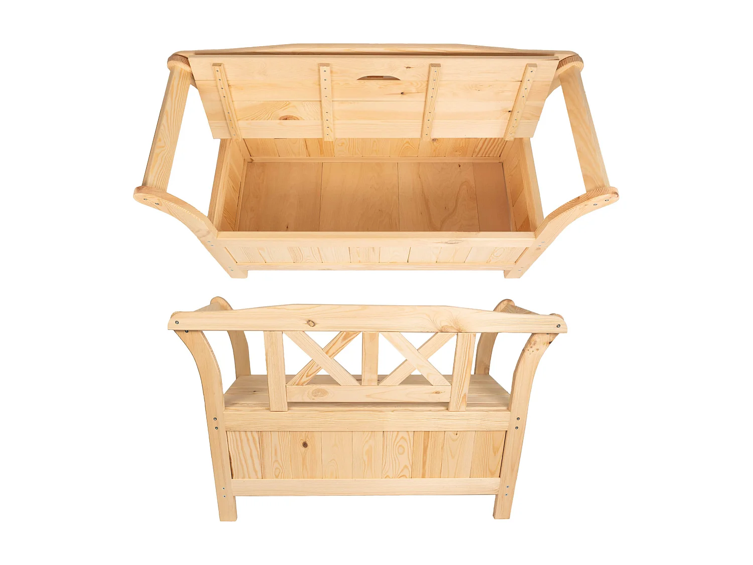 Banc de jardin avec coffre Rosay marron clair