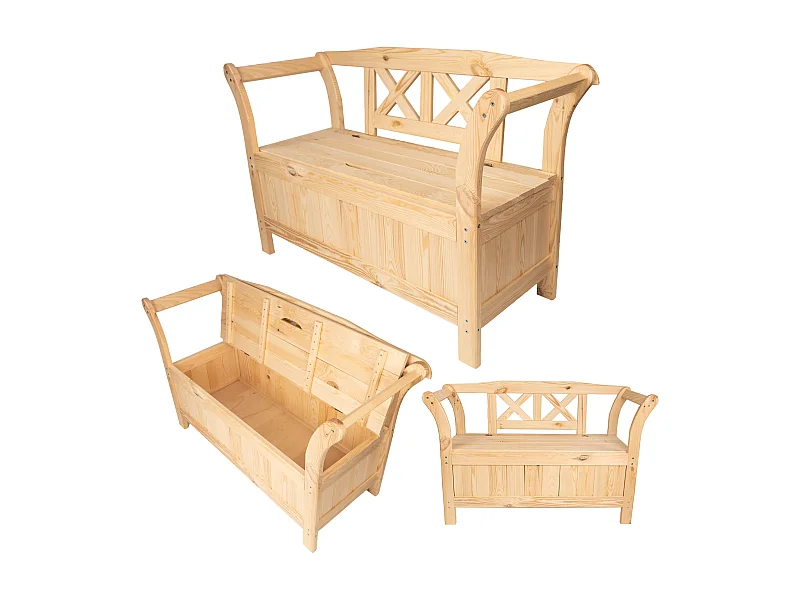 Banc de jardin avec coffre Rosay marron clair