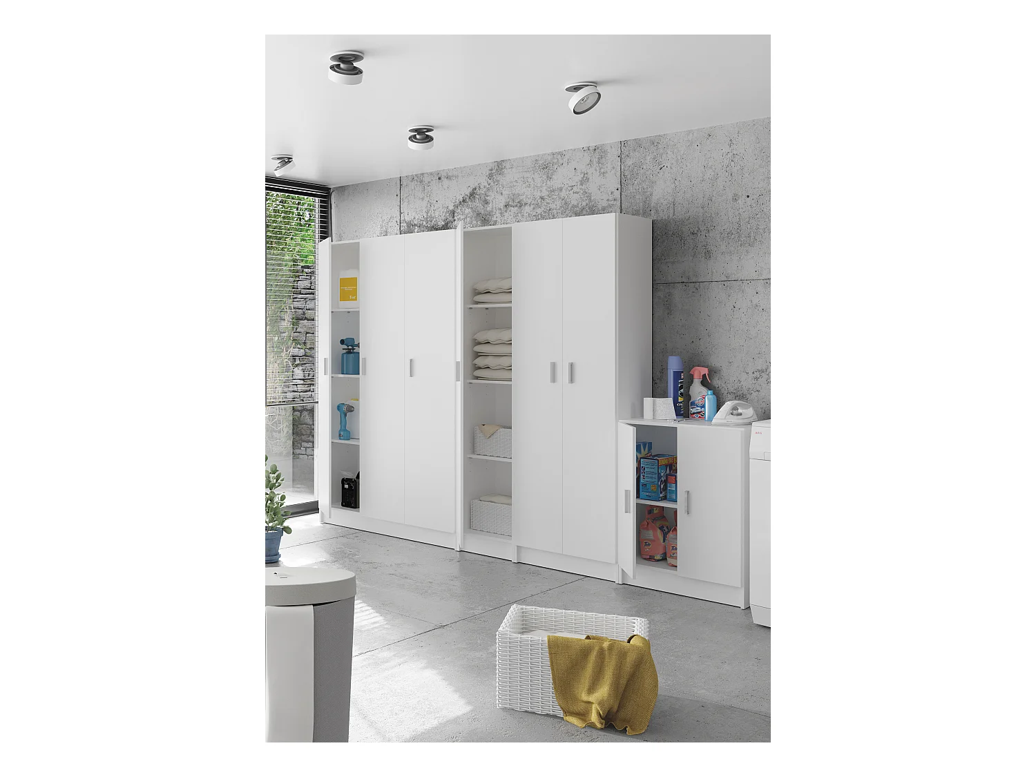 Armadio Armadietto Multiuso A Colonna con 1 Anta e 4 Ripiani Ingresso Camera da Letto Bagno Design Moderno Minimal Modulare Modulabile 180 x 37 x 37 cm Bianco