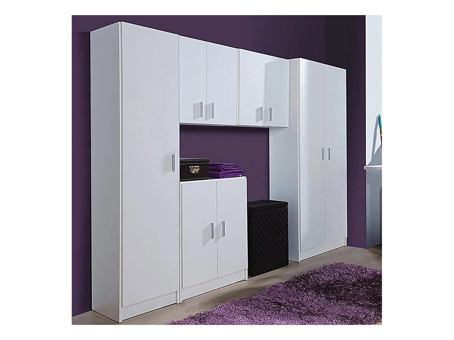 Armadio Armadietto Multiuso A Colonna con 1 Anta e 4 Ripiani Ingresso Camera da Letto Bagno Design Moderno Minimal Modulare Modulabile 180 x 37 x 37 cm Bianco