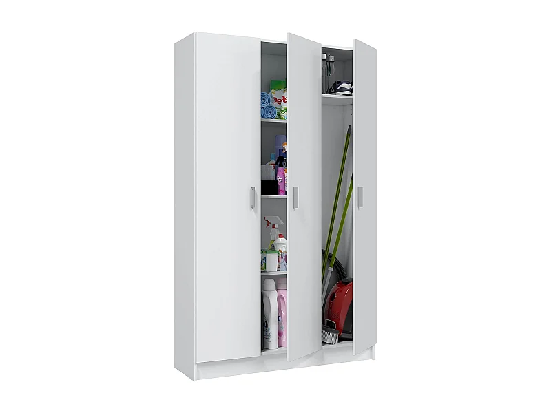 Armadio Con 3 Ante Battenti e 5 Ripiani Armadietto Multiuso Salvaspazio Ingresso Camera Portascope Ripostiglio Design Moderno 109x180x37 cm Bianco