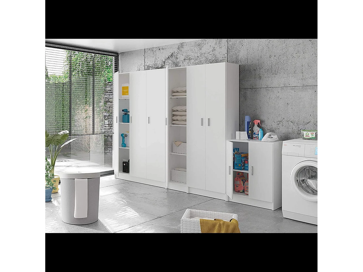 Armadio Con 3 Ante Battenti e 5 Ripiani Armadietto Multiuso Salvaspazio Ingresso Camera Portascope Ripostiglio Design Moderno 109x180x37 cm Bianco