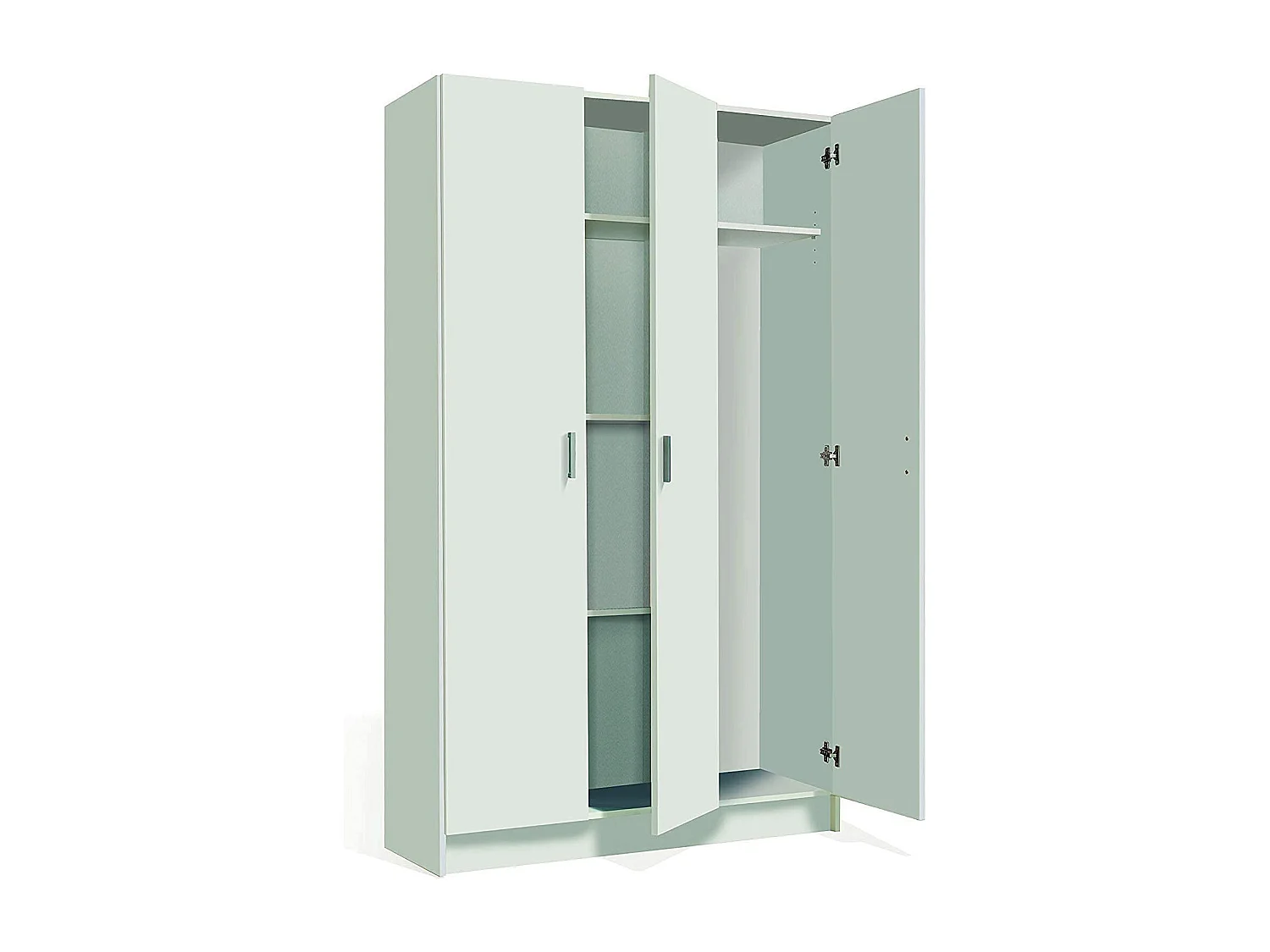 Armadio Con 3 Ante Battenti e 5 Ripiani Armadietto Multiuso Salvaspazio Ingresso Camera Portascope Ripostiglio Design Moderno 109x180x37 cm Bianco