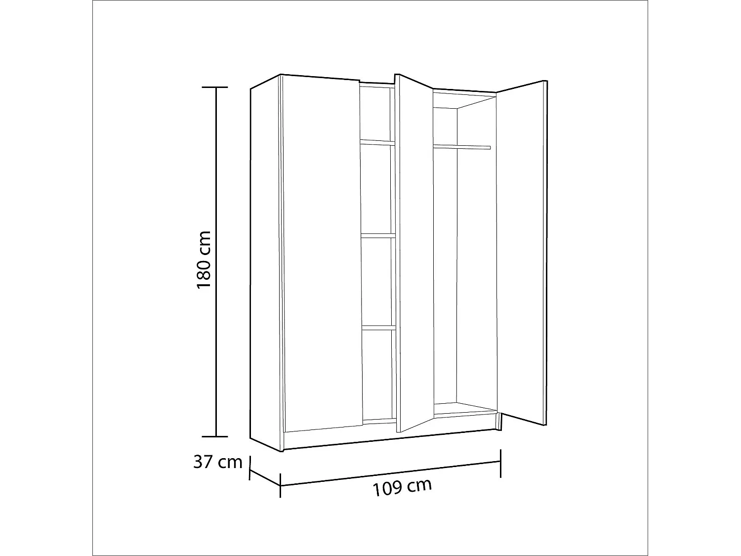 Armadio Con 3 Ante Battenti e 5 Ripiani Armadietto Multiuso Salvaspazio Ingresso Camera Portascope Ripostiglio Design Moderno 109x180x37 cm Bianco