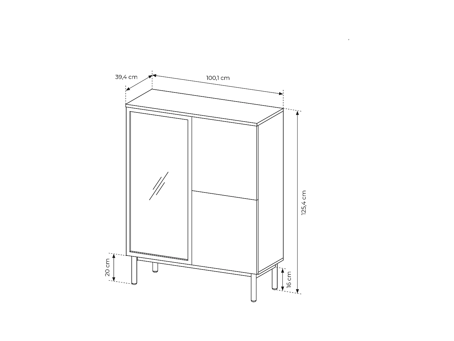 Vetrina 100x125cm con LED nera e rovere scuro VLK7