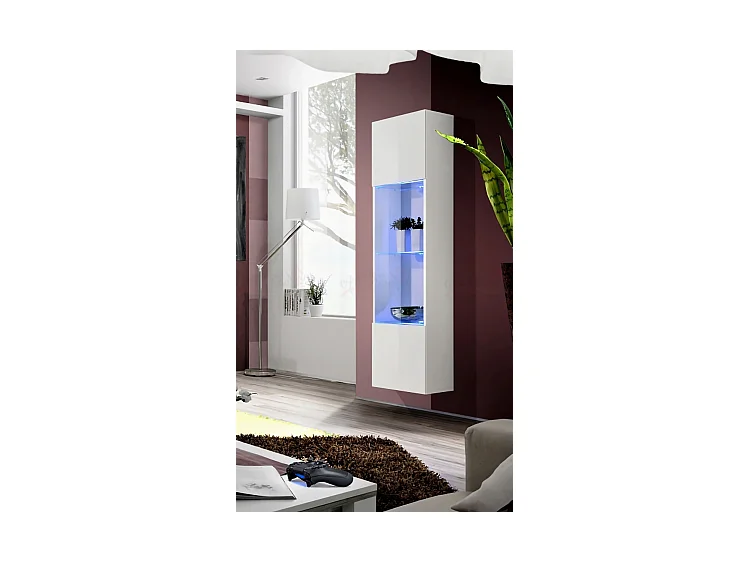 Vetrina a parete design moderno con luci LED VP10 40x170 bianco