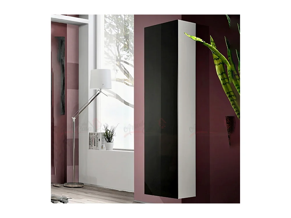 Vetrina moderna da sala con singola anta VP8 40x170 bianco e nero lucido