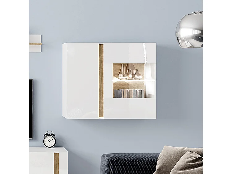 Vetrina sospesa 97x83cm con LED bianco lucido VLK3