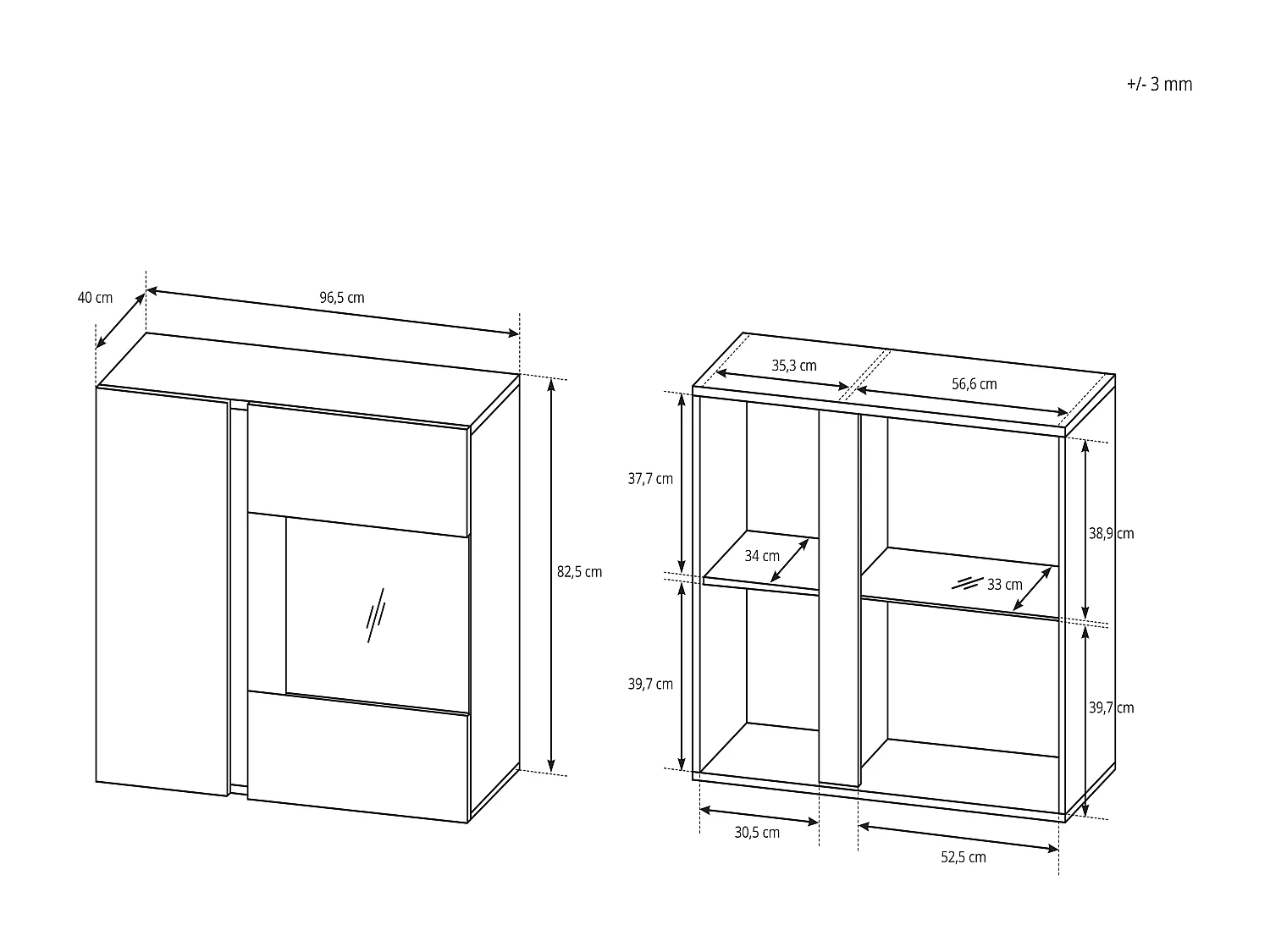 Vetrina sospesa 97x83cm con LED bianco lucido VLK3