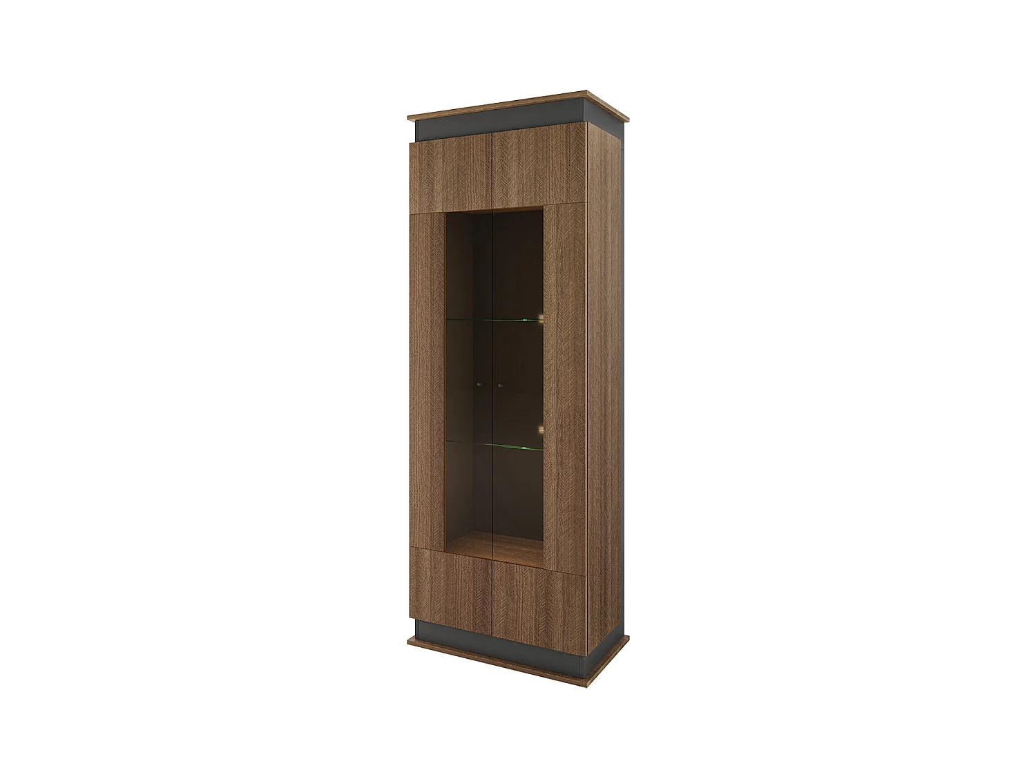 Vetrinetta alta design moderno effetto legno per sala VI9 70x191 noce e antracite
