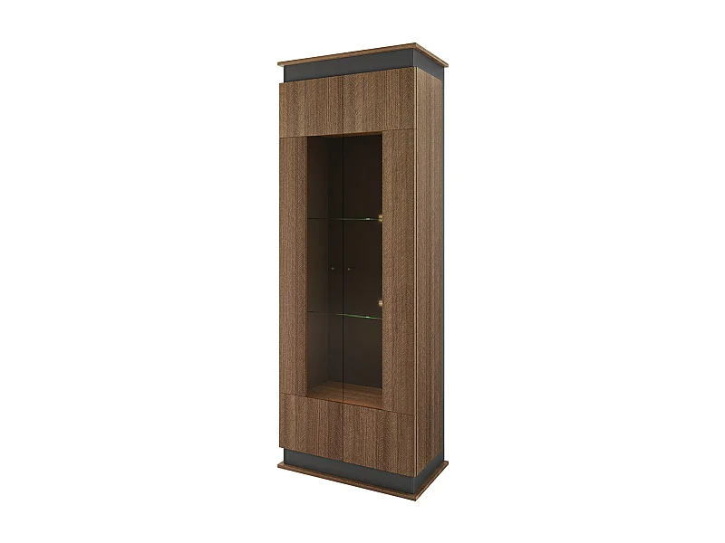 Vetrinetta alta design moderno effetto legno per sala VI9 70x191 noce e antracite