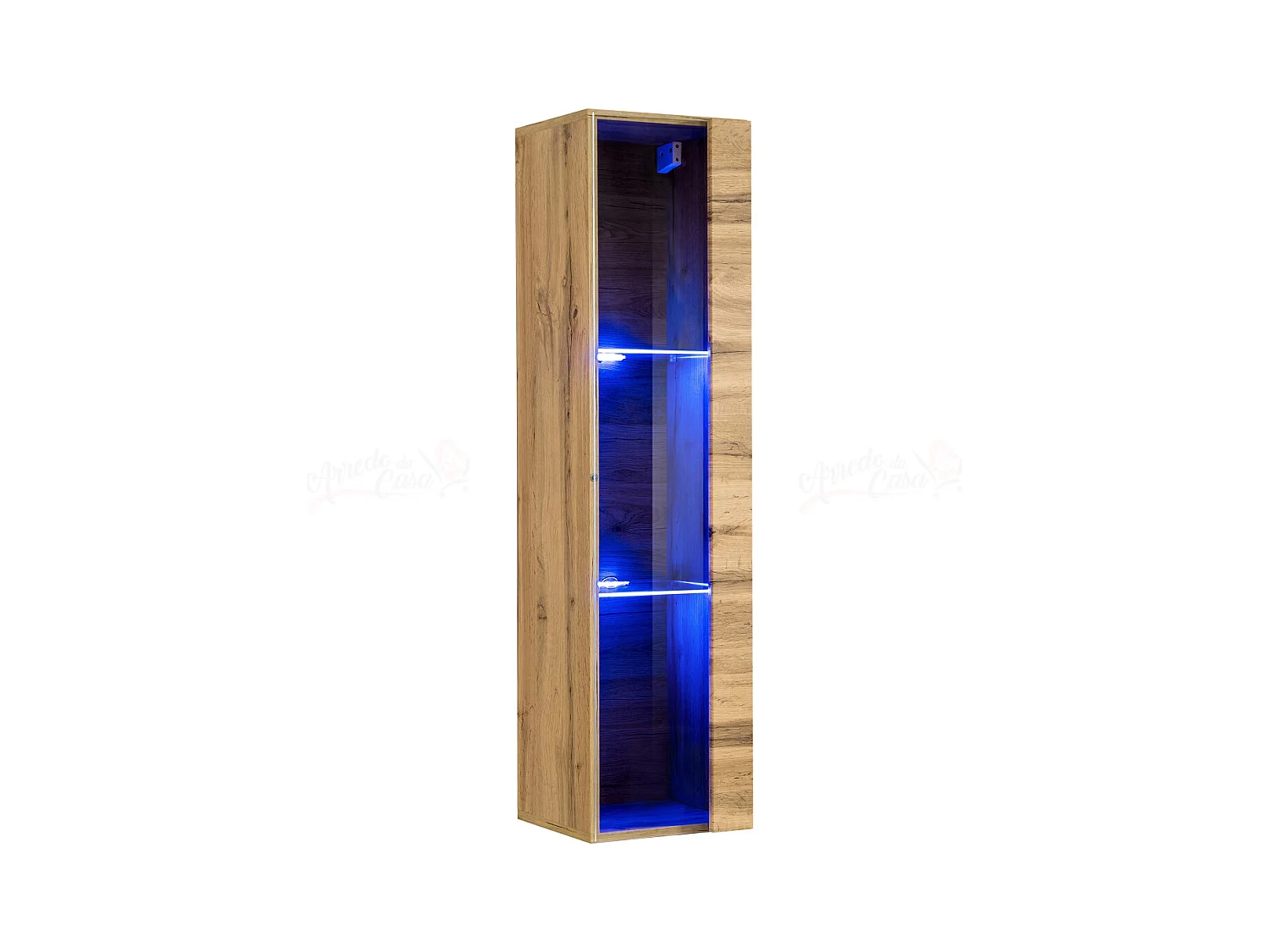 Vetrinetta a colonna design moderno da soggiorno con LED VP17 30x120 rovere