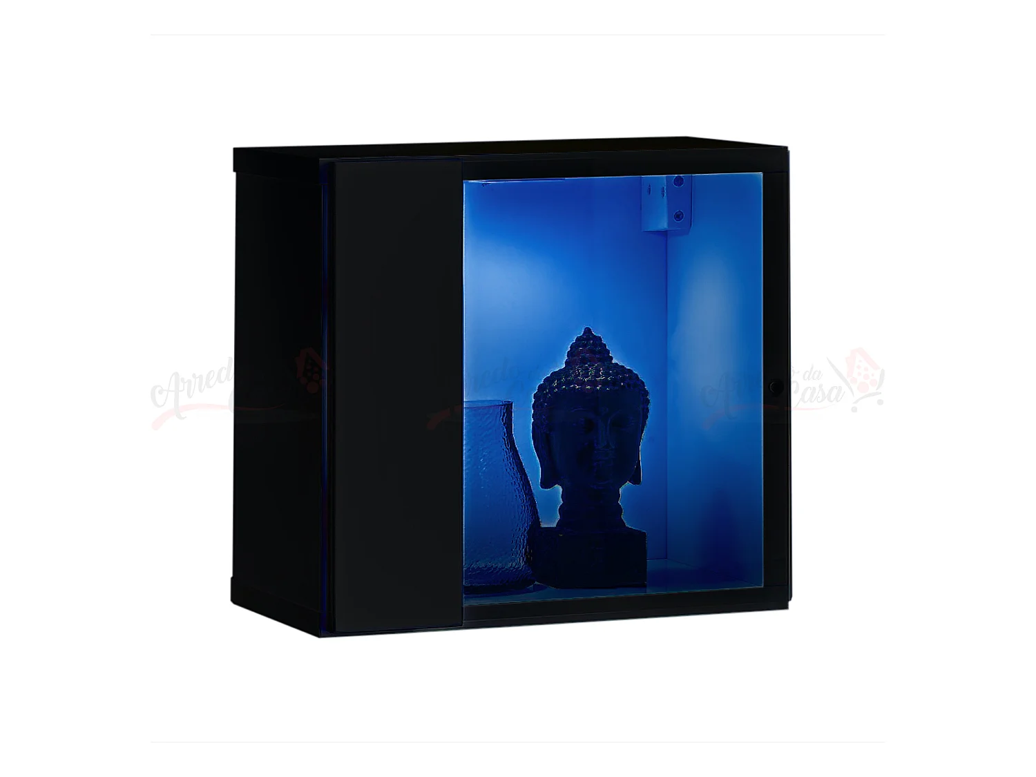 Vetrinetta piccola quadrata da salotto con luci LED VP20 30x30 nero