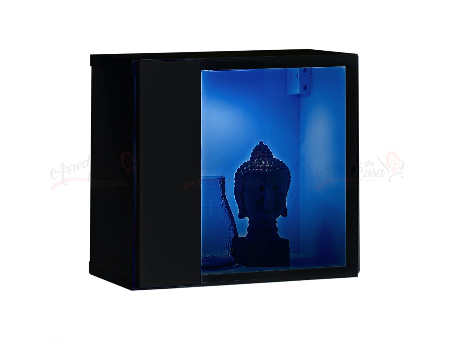 Vetrinetta piccola quadrata da salotto con luci LED VP20 30x30 nero