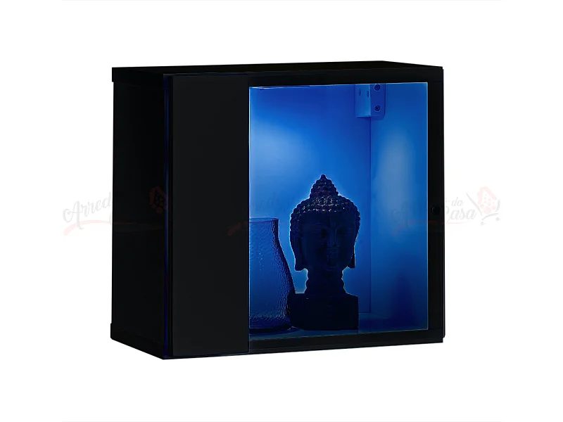 Vetrinetta piccola quadrata da salotto con luci LED VP20 30x30 nero