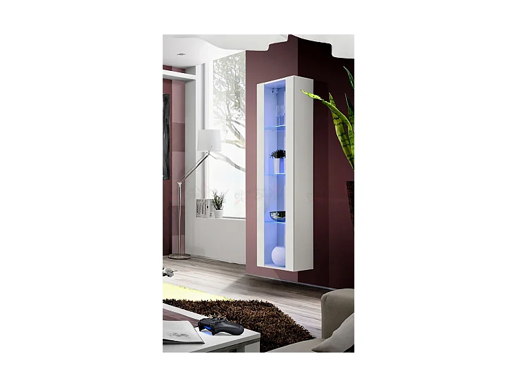 Vetrinetta sospesa moderna da sala con illuminazione a LED VP9 40x170 bianco