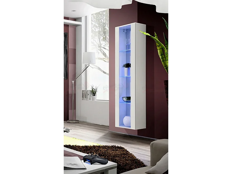 Vetrinetta sospesa moderna da sala con illuminazione a LED VP9 40x170 bianco