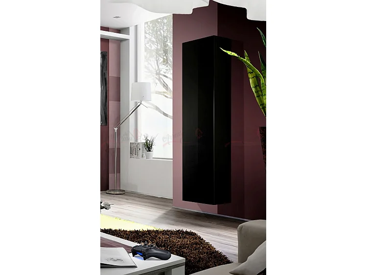 Vetrina moderna da sala con singola anta VP8 40x170 nero