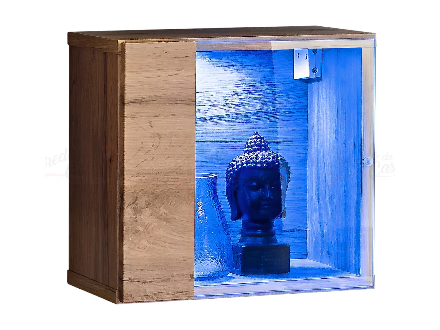 Vetrinetta piccola quadrata da salotto con luci LED VP20 30x30 rovere