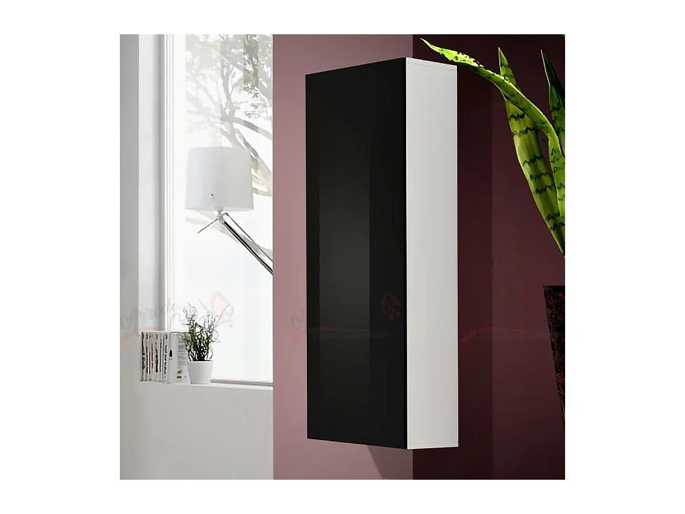 Vetrina sospesa design contemporaneo con singola anta VP11 40x126 bianco e nero lucido