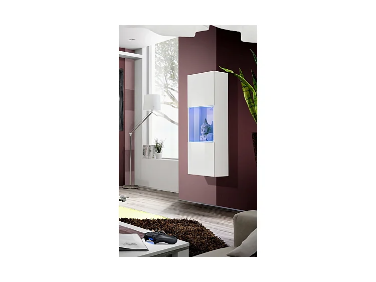 Vetrina sospesa moderna per soggiorno con LED VP13 40x126 bianco