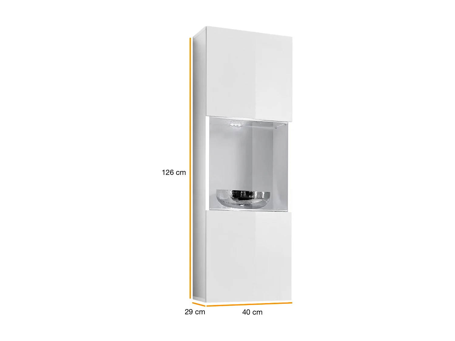 Vetrina sospesa moderna per soggiorno con LED VP13 40x126 bianco