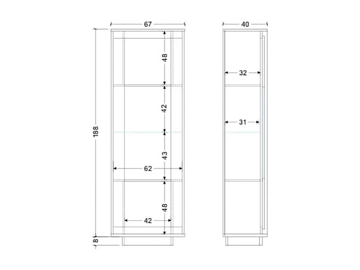 Vetrina moderna per soggiorno 67x197 cm con LED cashmere e rovere scuro VL10