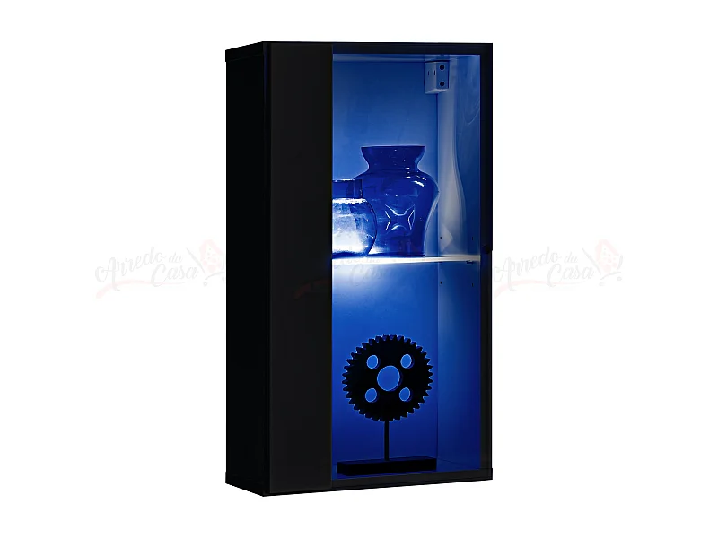 Vetrina sospesa per salotto design moderno e luci LED VP19 30x60 nero