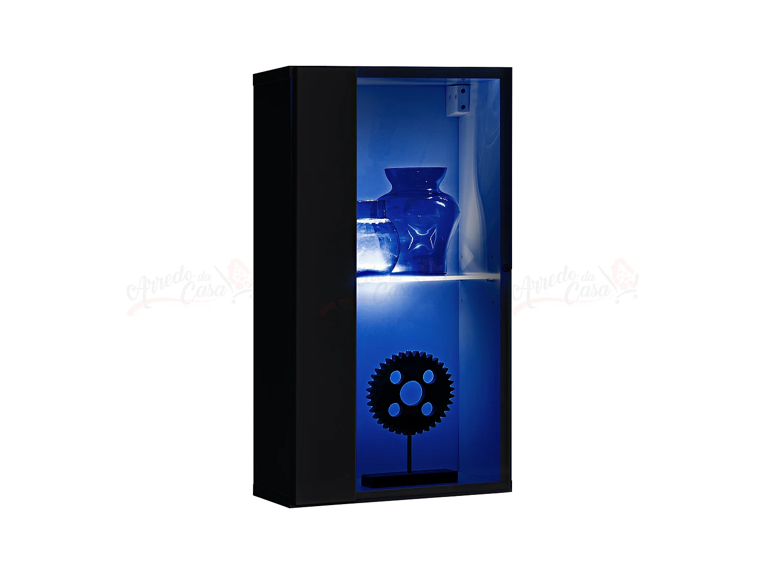 Vetrina sospesa per salotto design moderno e luci LED VP19 30x60 nero