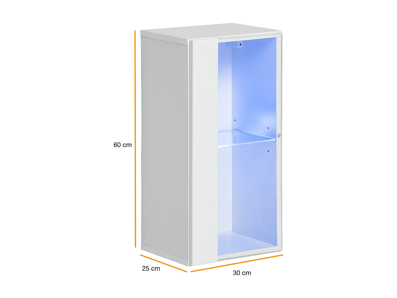 Vetrina sospesa per salotto design moderno e luci LED VP19 30x60 nero