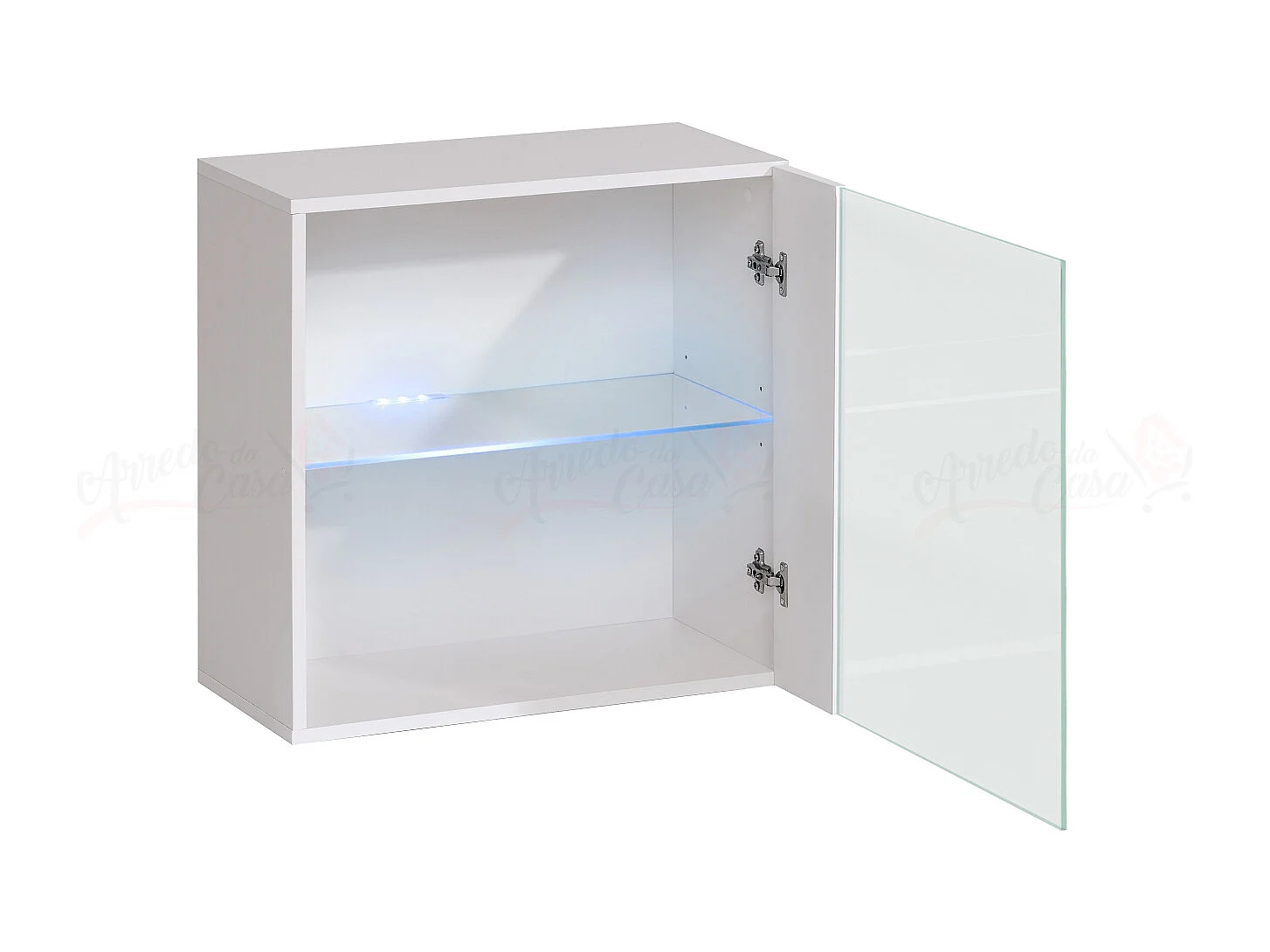 Vetrina quadrata sospesa da sala con luci LED VP18 60x60 bianco