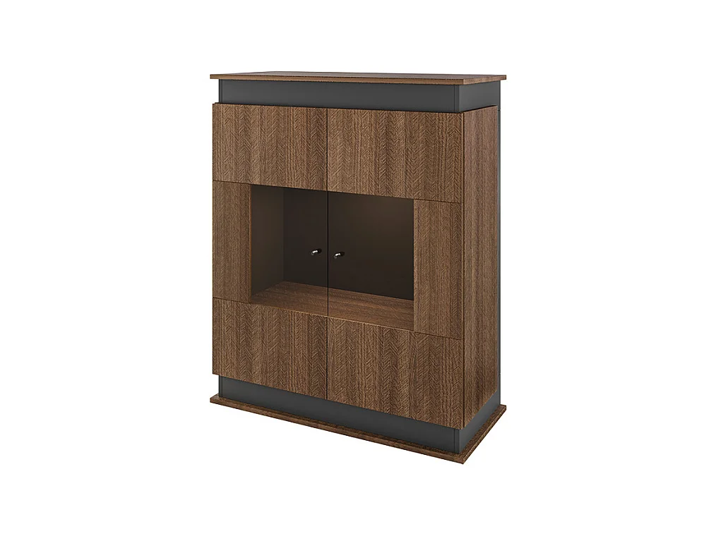 Vetrinetta da esposizione moderna per salotto effetto legno VI10 90x111 noce e antracite
