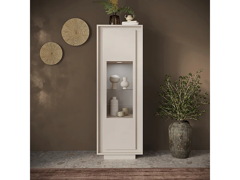 Vetrina moderna per soggiorno 67x197 cm  con LED cashmere VL10