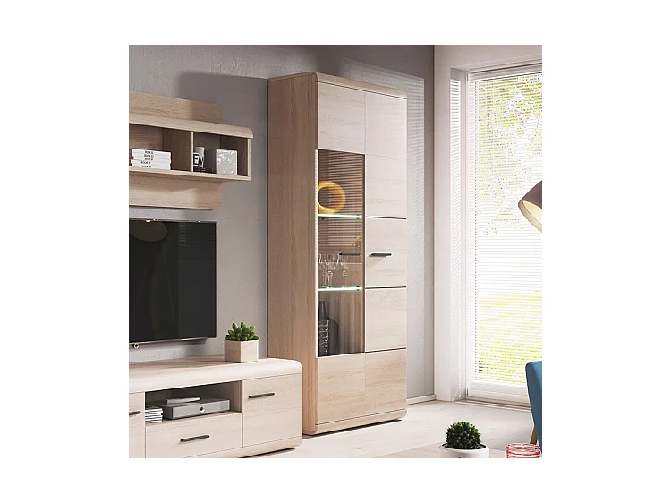 Vetrina 80x194cm con LED rovere chiaro VLK8