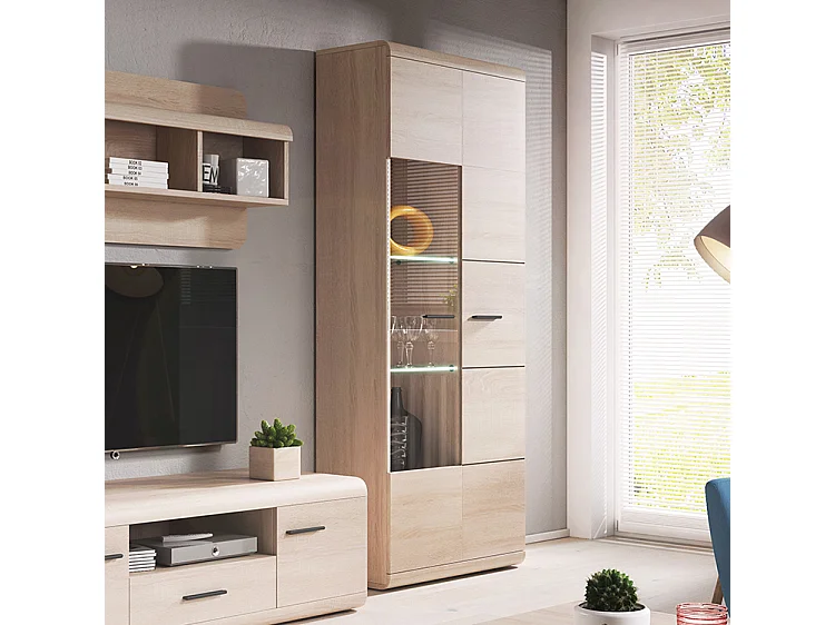 Vetrina 80x194cm con LED rovere chiaro VLK8