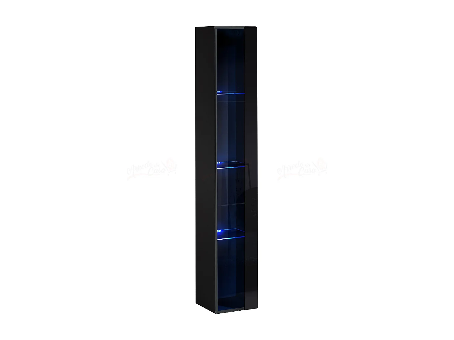 Vetrina a colonna design moderno da soggiorno con LED VP16 30x180 nero