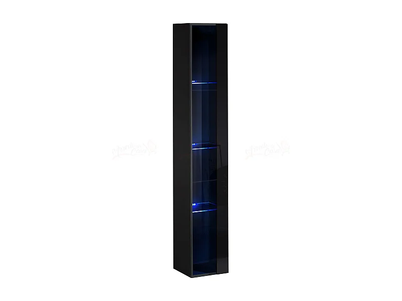 Vetrina a colonna design moderno da soggiorno con LED VP16 30x180 nero