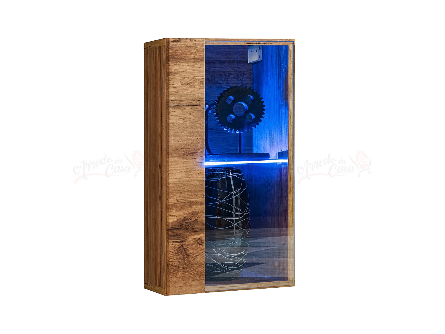 Vetrina sospesa per salotto design moderno e luci LED VP19 30x60 rovere