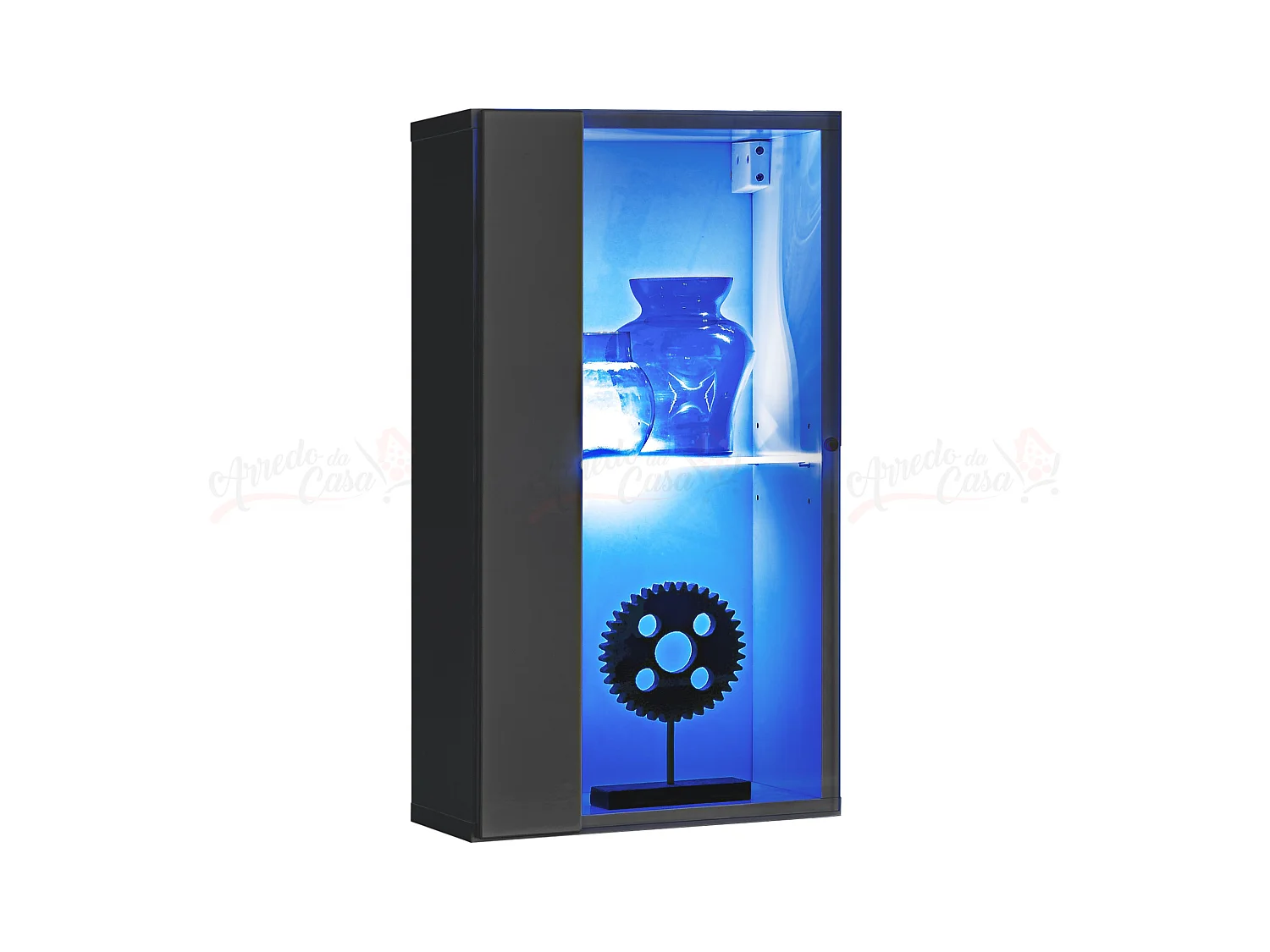 Vetrina sospesa per salotto design moderno e luci LED VP19 30x60 grafite
