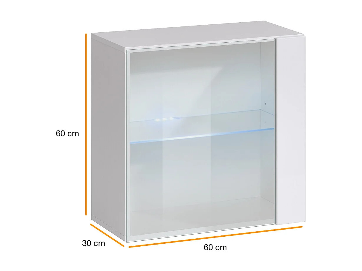 Vetrina quadrata sospesa da sala con luci LED VP18 60x60 nero