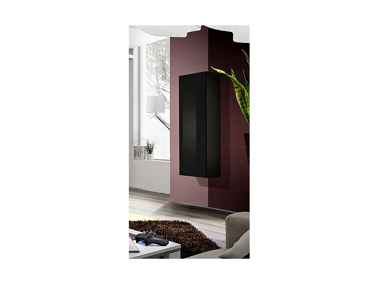 Vetrina sospesa design contemporaneo con singola anta VP11 40x126 nero